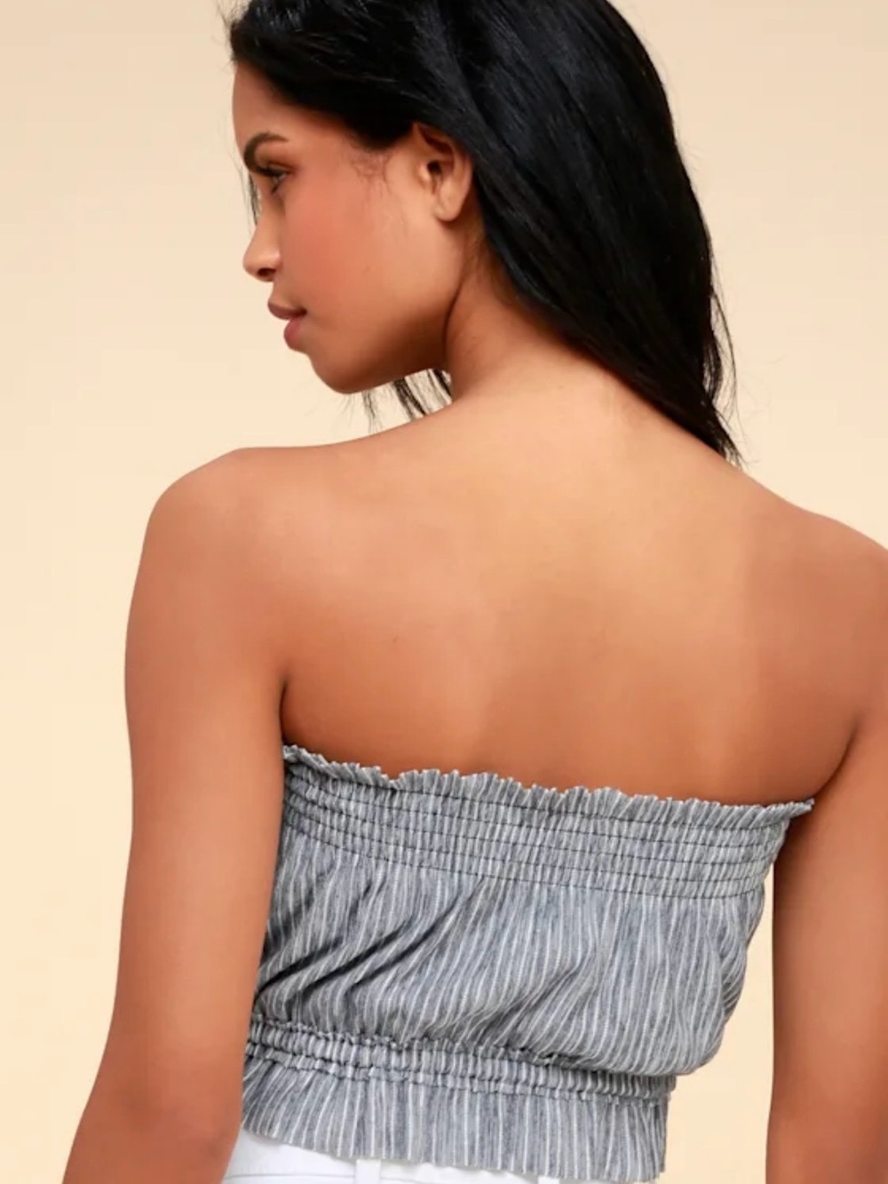 ⚡️We The Free Gray Striped Smocked Tube Top - Picture 2 of 6